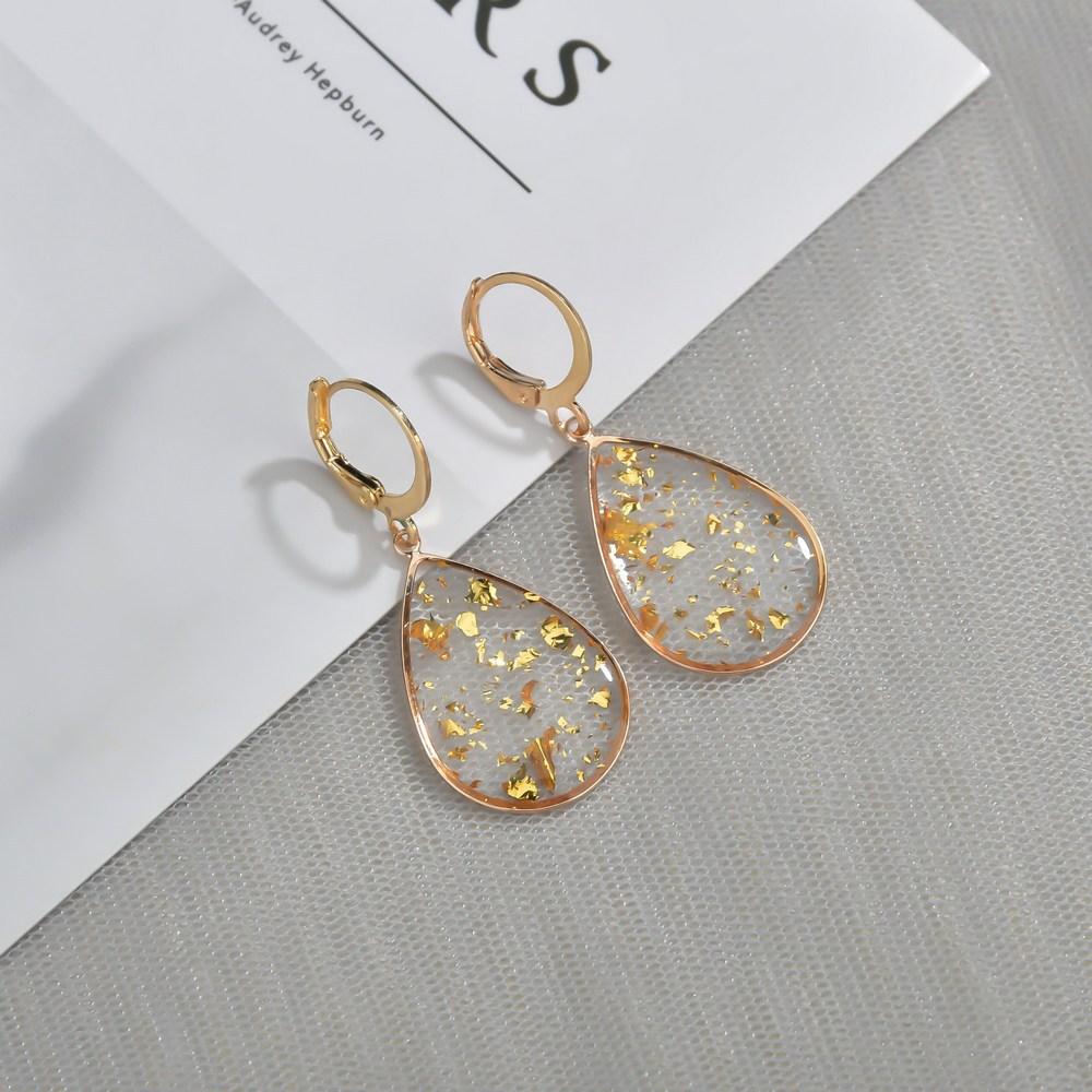 Retro Bound Resin Earrings Fashion Water Drop Round Buckle Earrings Ladies Accessories