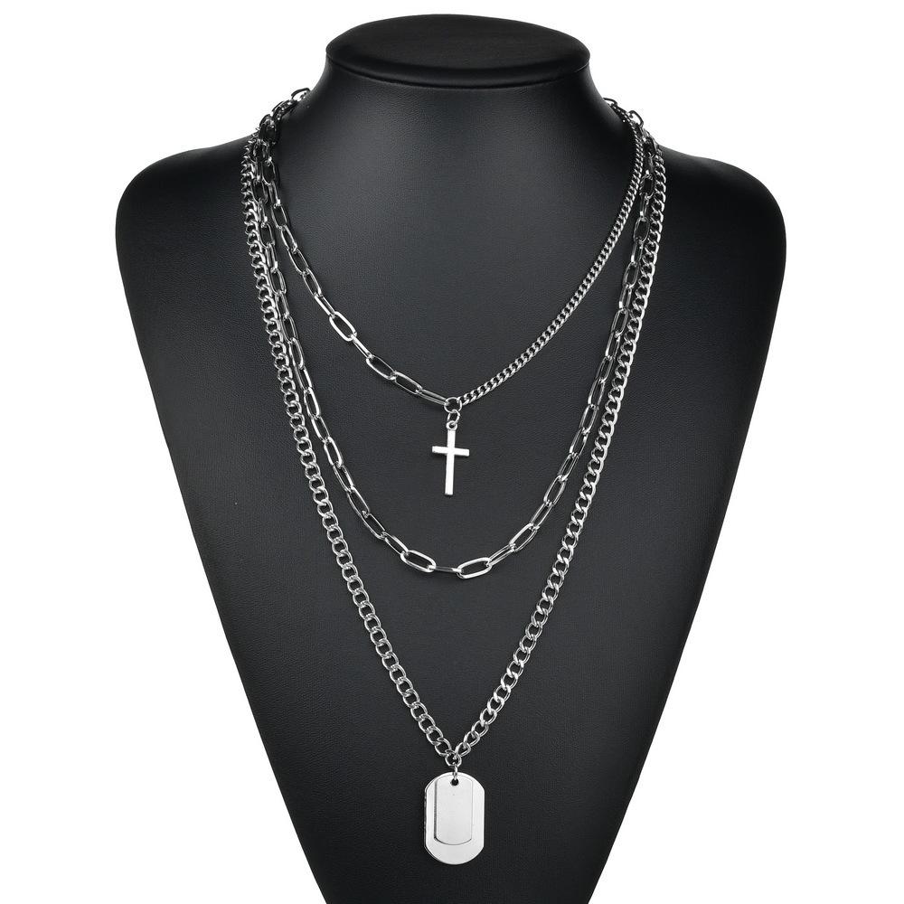 Personality Necklace Female Street Hip Hop Disc Student Multi-layer Simple Sweater Chain Internet Celebrity Cool Pendant Trend
