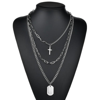Personality Necklace Female Street Hip Hop Disc Student Multi-layer Simple Sweater Chain Internet Celebrity Cool Pendant Trend