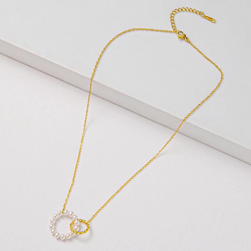 INS Titanium Steel Pearl Ring Necklace Women's Light Luxury Niche Versatile Clavicle Chain Mother's Day Gift Gift