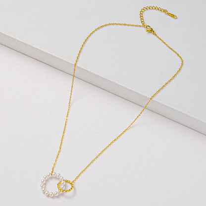INS Titanium Steel Pearl Ring Necklace Women's Light Luxury Niche Versatile Clavicle Chain Mother's Day Gift Gift