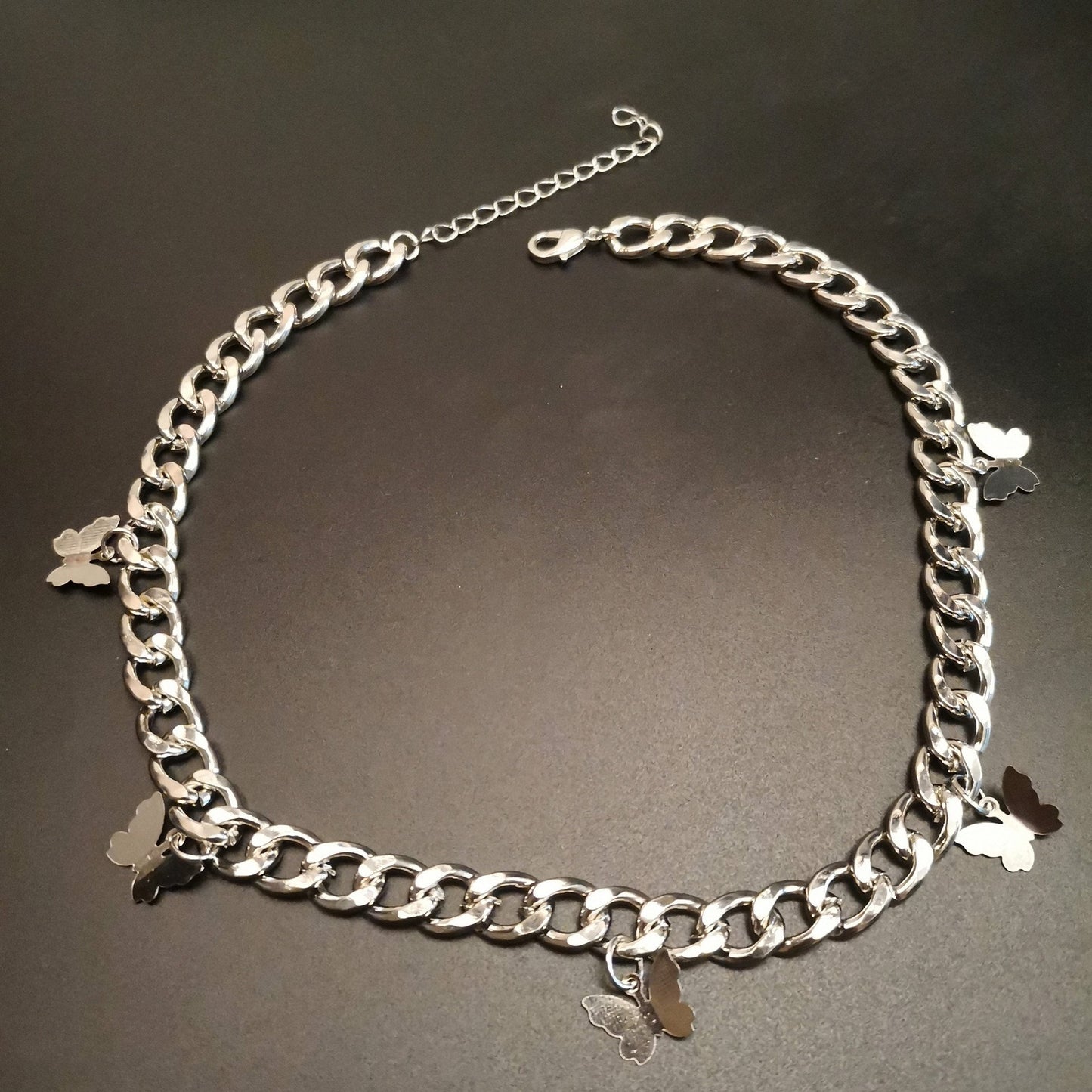 Ins multiple titanium steel butterfly necklace women's trendy temperament niche design indifferent collarbone chain