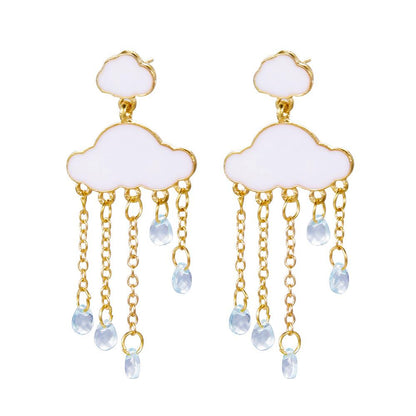 Simple creative zircon earrings ins cute white cloud earrings fashion temperament rhinestone earrings female