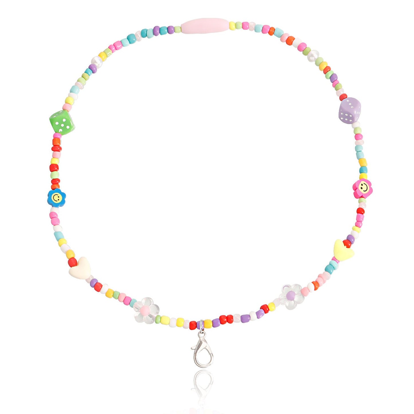 Jewelry Contrasting Color Rice Beads Beaded Necklace Female Bohemian Elastic Rope Handwoven DIY Necklace