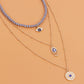 Jewelry trend multi-layer gray rhinestone blue devil's eye pendant necklace female personality necklace