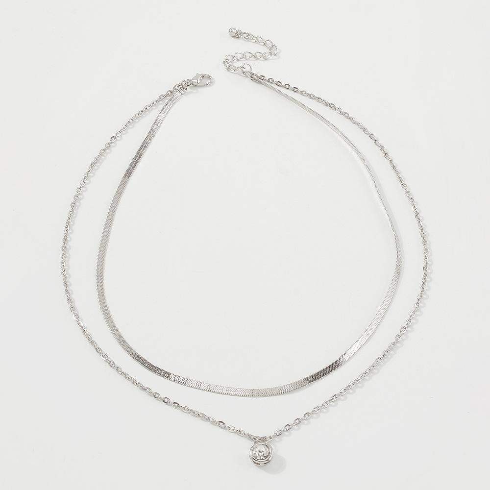 N8251 Personality Bubble Bead Pendant Chain Simple Double Layer Snake Bone Chain Necklace Creative Diamond Temperament Necklace