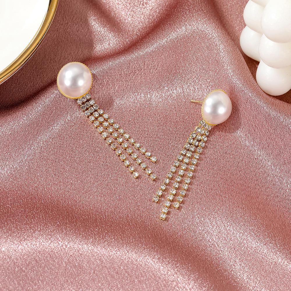 S925 silver needle baroque tassel pearl earrings retro high-end sense earrings temperament net red ins earrings