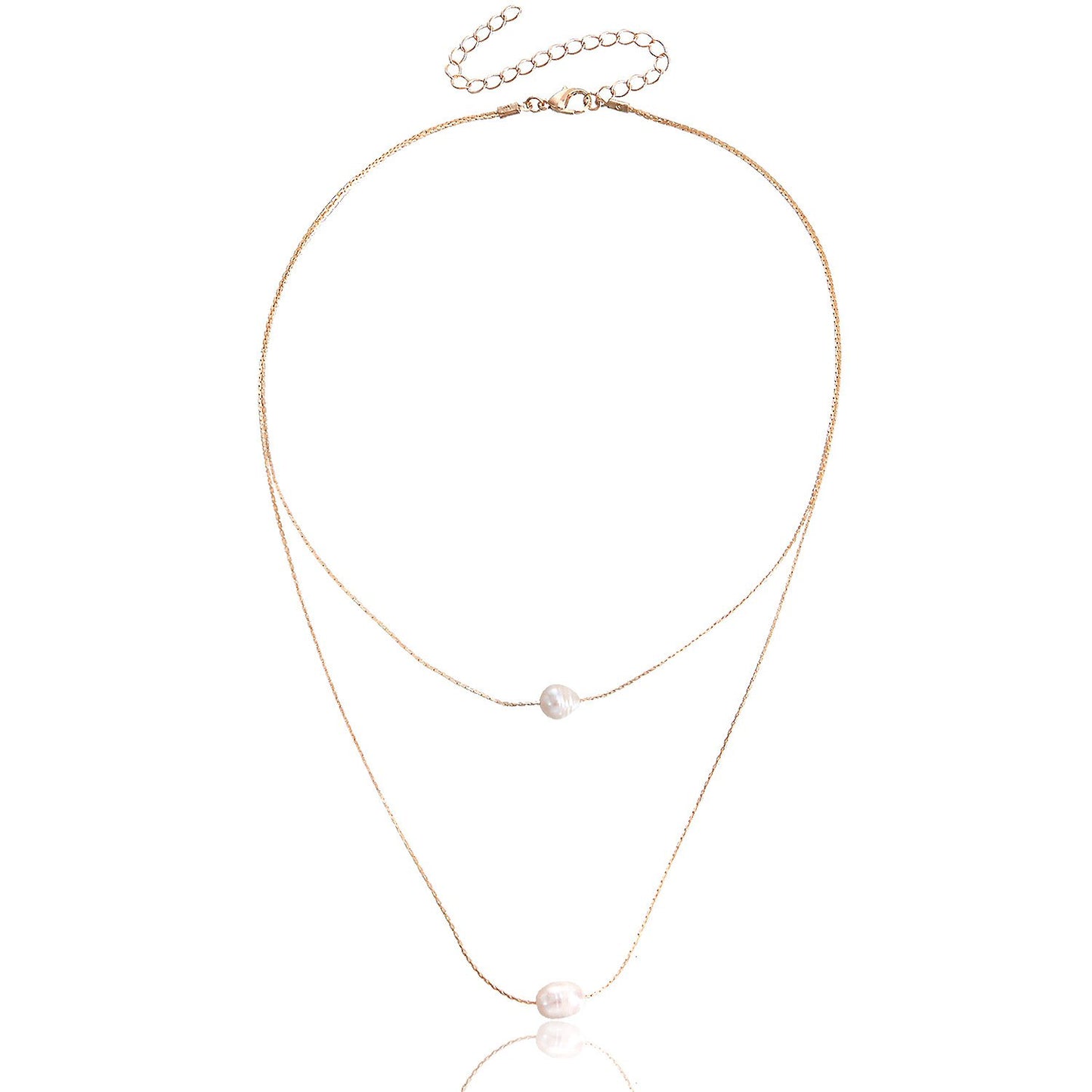 Jewelry Personality Double Layer Adjustable Thin Chain Pearl Pendant Necklace Female Simple Trend Necklace