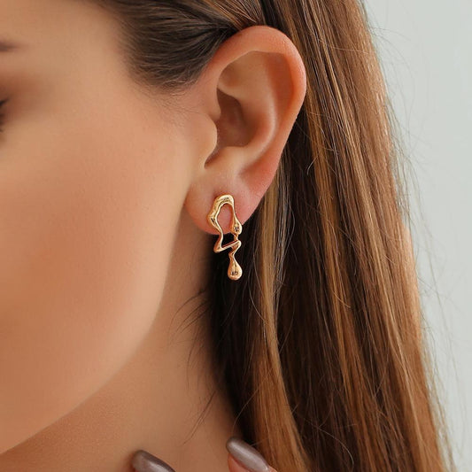 Creative personality metal asymmetric earrings retro trend exaggerated irregular earrings earrings women