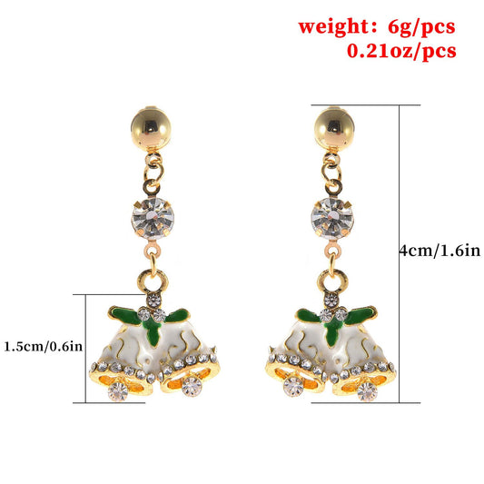 Jewelry Christmas Bell Shape Rhinestone Stud Earrings Fashion Ladies Christmas Gift Earrings Earrings