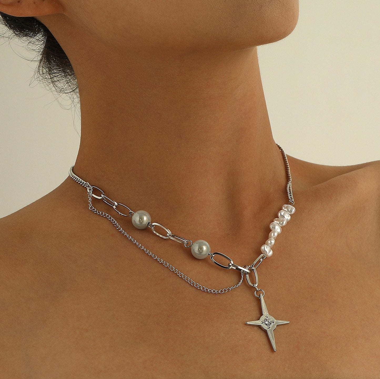 Jewelry Asymmetric Shaped Luminous Pearl Necklace Female Abstinence Department Night Cold Trendy Money Jewelry