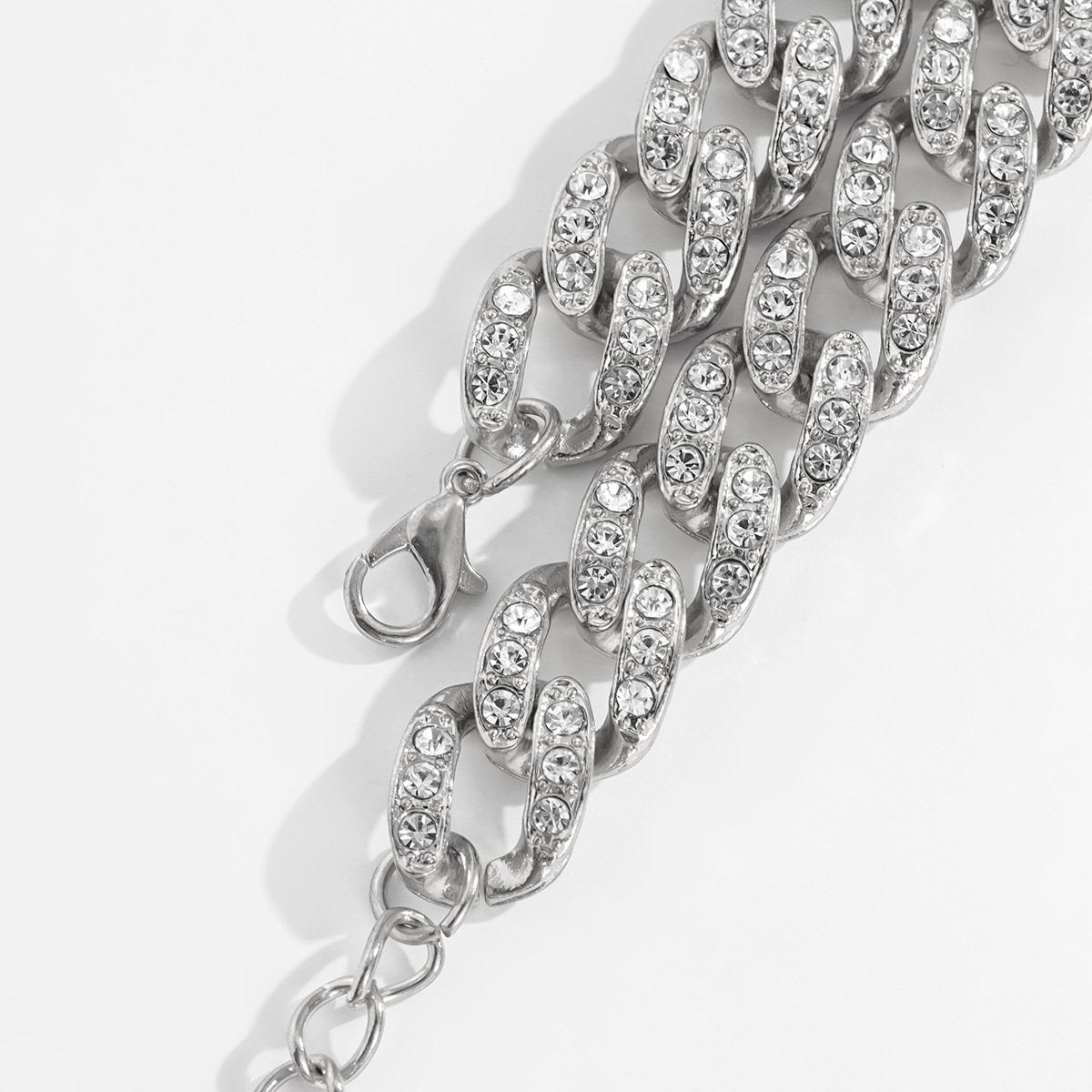 Hip-hop retro diamond-studded Cuban chain bracelet set trend metal chain diamond-encrusted bracelet for women