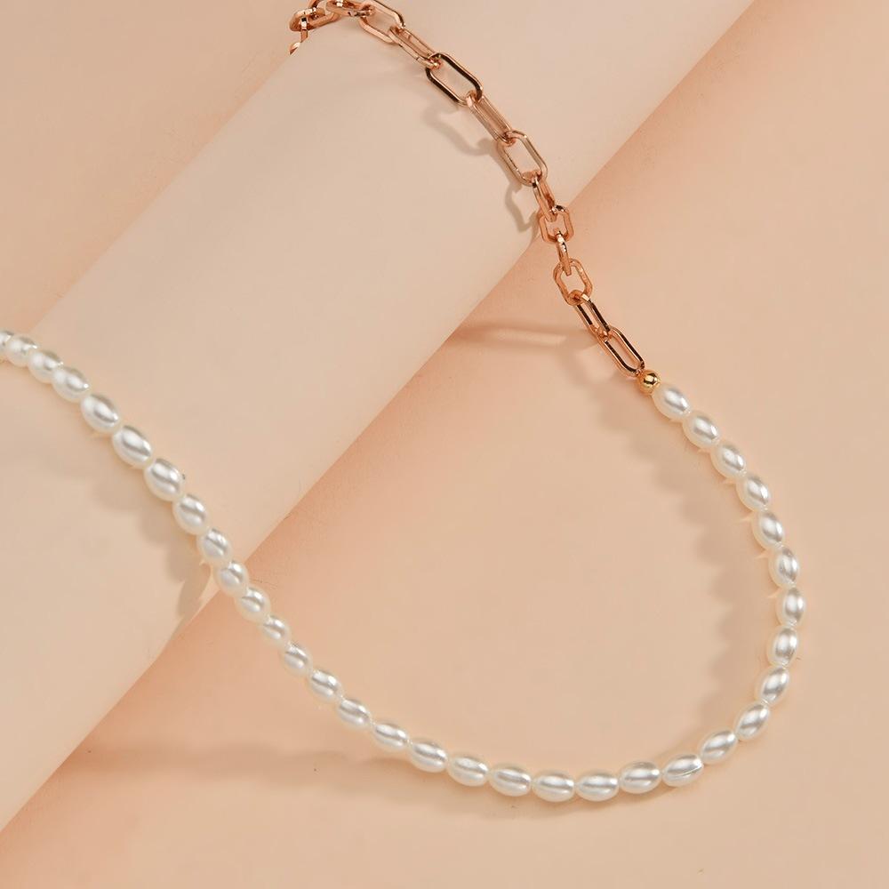 Fashion Asymmetric Necklace Elegant Imitation Pearl Necklace Women Accessories