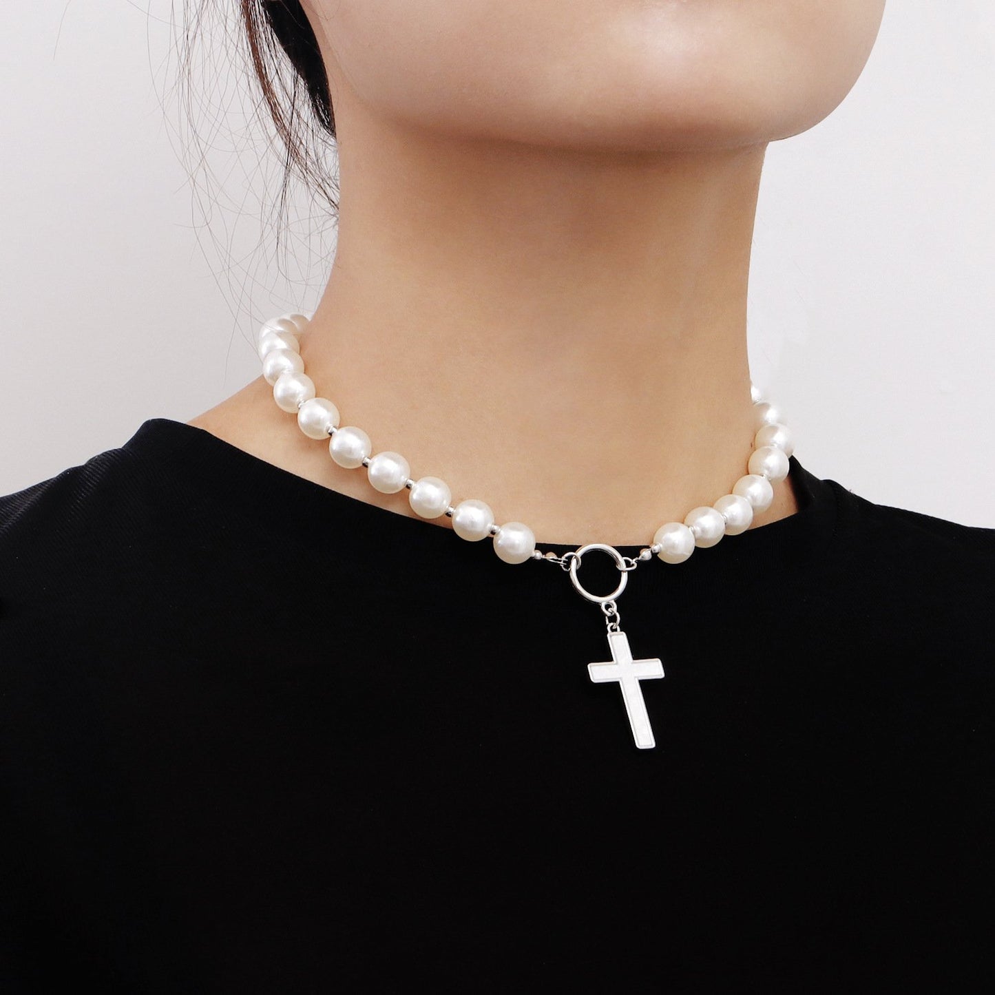 Jewelry mix and match beaded necklace shell beads cross mother of pearl necklace hot girl sweater chain high sense