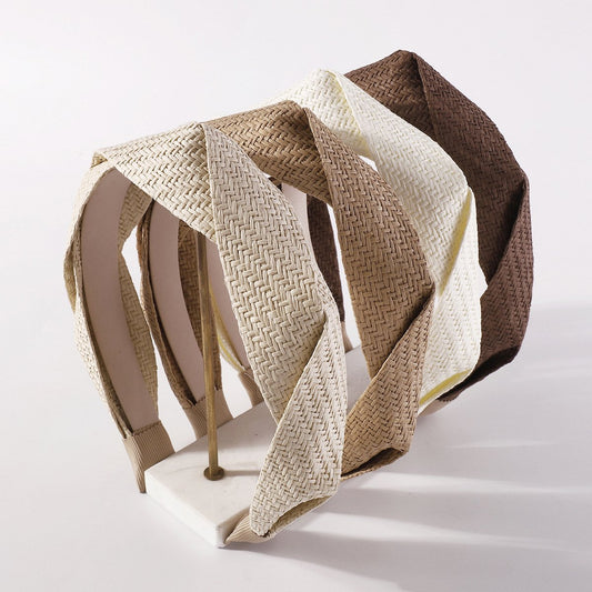 F484 Ethnic Hair Accessories Rhombus Cross Straw Fashion Headband Net Red Twist Braid Mori Headband Female