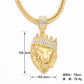 Diamond crown lion head hip hop necklace men's unisex gold-plated hiphop pendant X791
