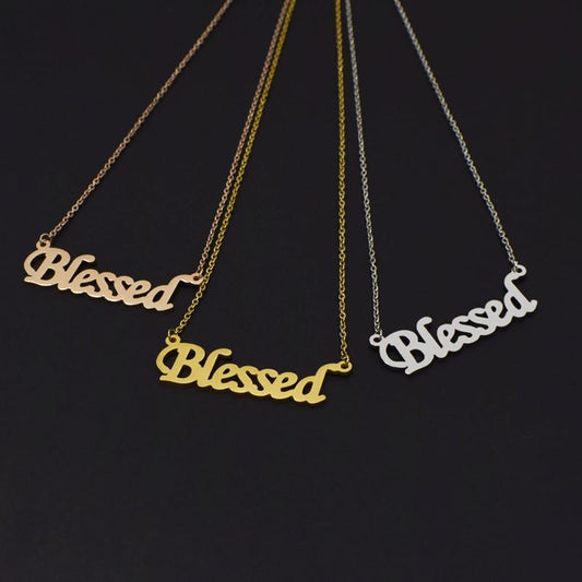 Blessed Necklace Simple Creative Alphabet Pendant Lucky Couple Gift