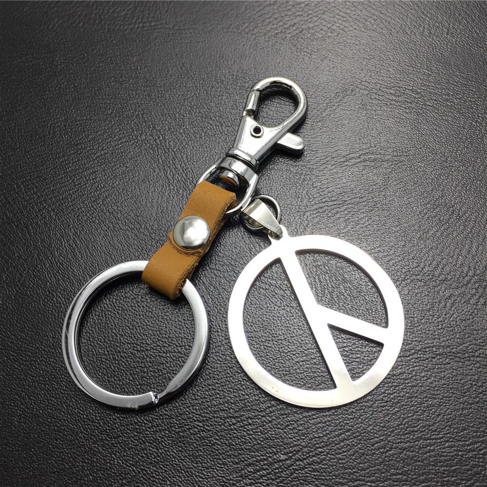 Quan Zhilong GD anti-war logo stainless steel key chain pendant cowhide connection piece Valentine's Day gift world peace
