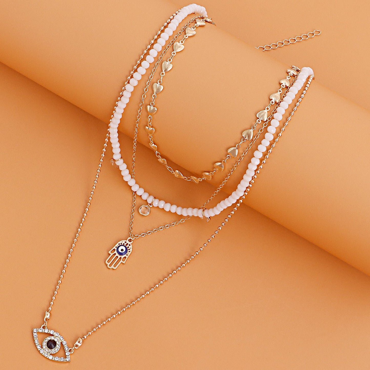 Jewelry Fashion Love Diamond Blue Eyes Necklace Female Ins Trend White Rhinestone Necklace