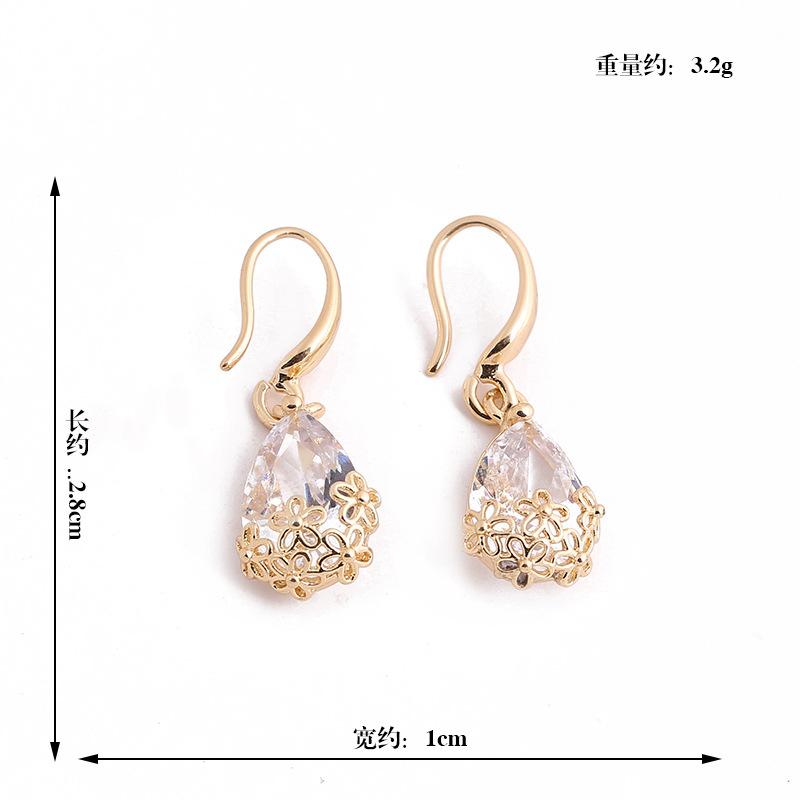 Drop Shape Zircon Silver Plated Alloy Earrings Alloy Delicate Flower Hollow Earrings Ornaments