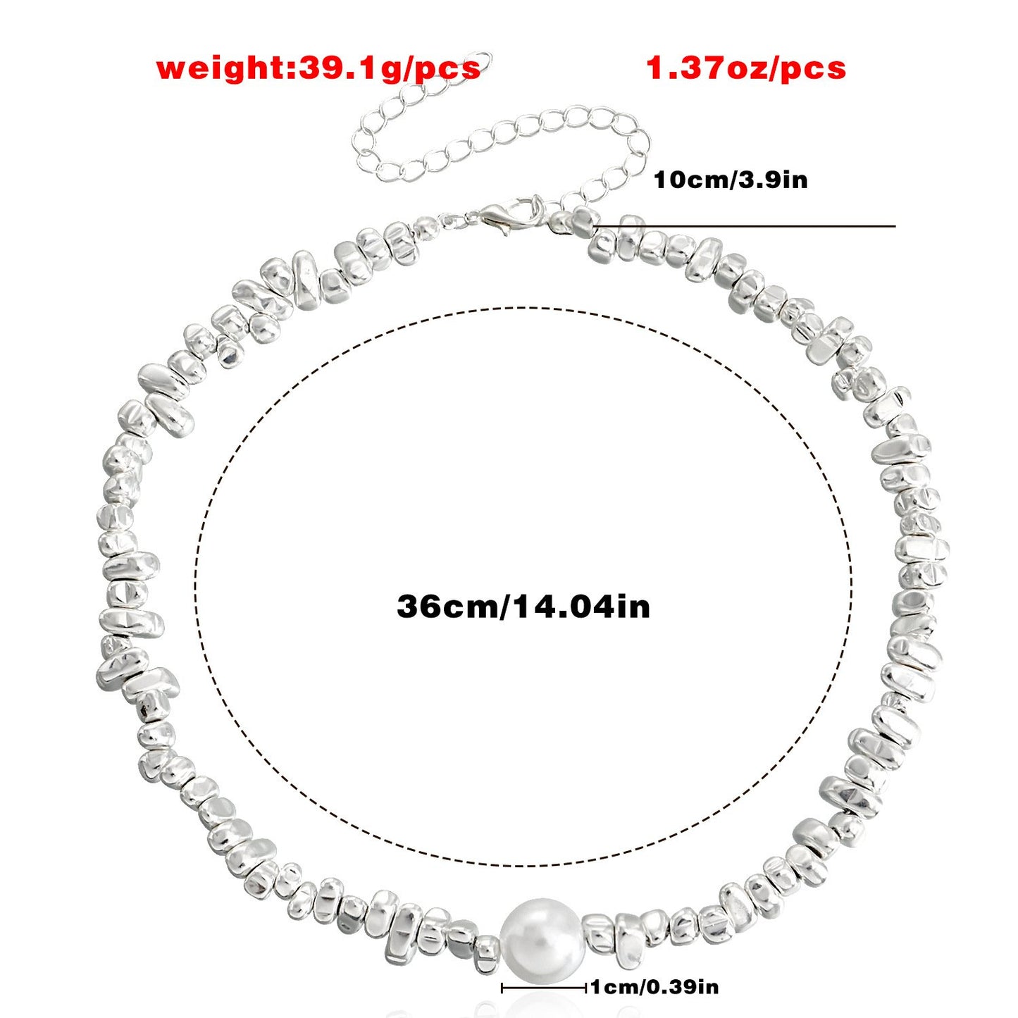 Jewelry Broken Silver Geometric Irregular Pearl Pendant Necklace Clavicle Chain Personality Trendy Cool Necklace