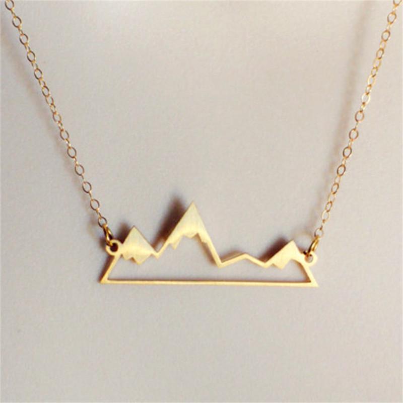 Trinkets Mountain Peak Hollow Snow Mountain Pendant Necklace Clavicle Chain Necklace