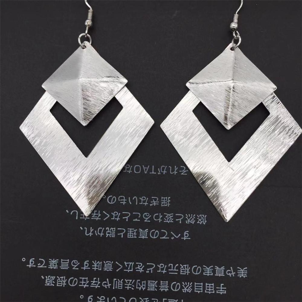 Three-dimensional rhombus double-layer exaggerated retro earrings Indian ladies earrings jewelry