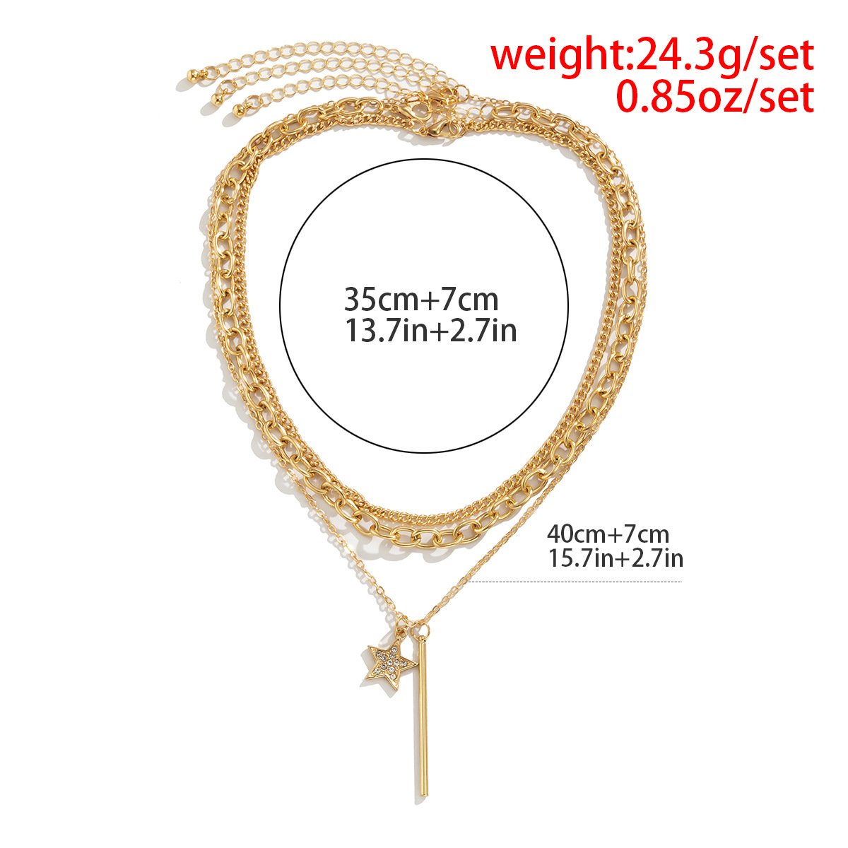 Jewelry Versatile Micro-set Diamond Pentagram Pendant Necklace Simple Metal Thin Chain Necklace Women