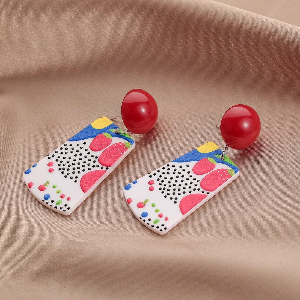 Original geometric acrylic plate graffiti earrings art abstract painting exaggerated temperament earrings