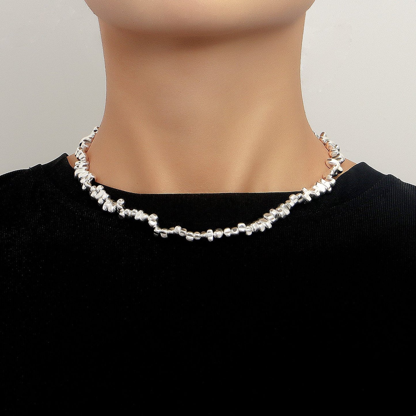 Jewelry Broken Silver Few Two Sparkling Cold Sweater Chain Necklace Trendy Cool Design Necklace