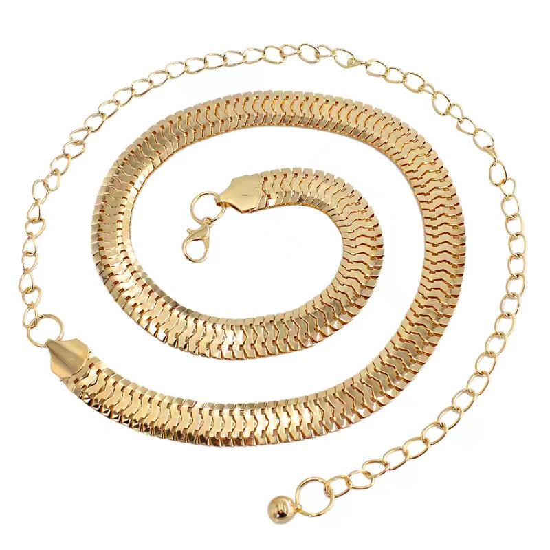 Women's Waist Chain Fashion Versatile Decorative Dress Metal Hooks Adjust Belt Accessories Hanging Bead Chain