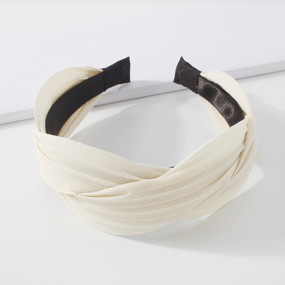 F3896 Fashion wide-brimmed hair accessories trend temperament simple cross non-slip solid color fabric headband