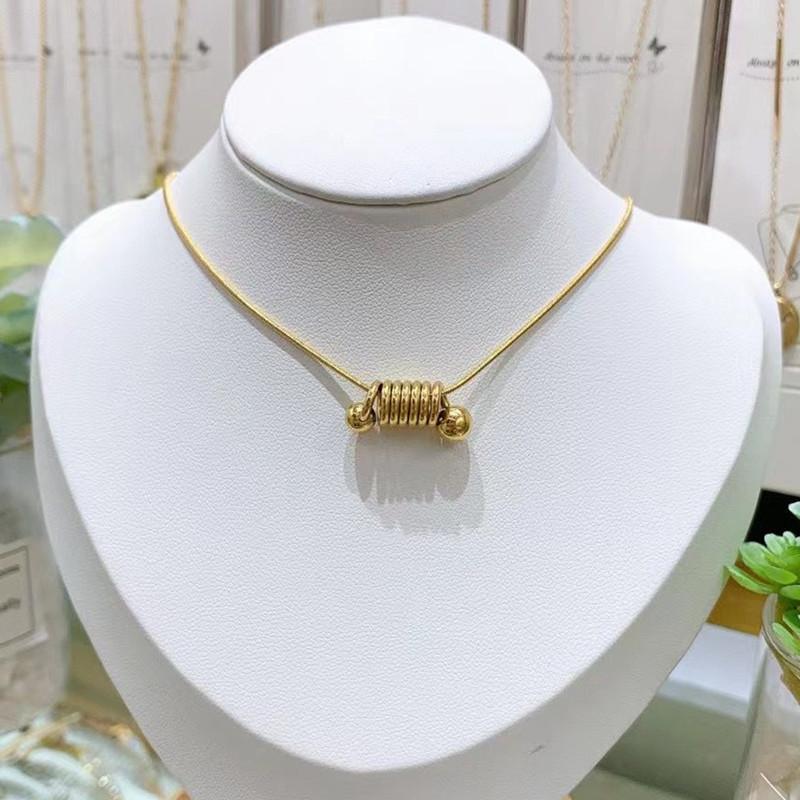 Simple and cold design geometric spring necklace female fashion personality titanium steel necklace female