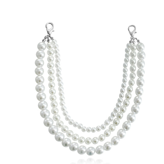 Jewelry ins three-layer high-gloss pearl handmade fishing line woven shoe chain geometric high-end foot decoration
