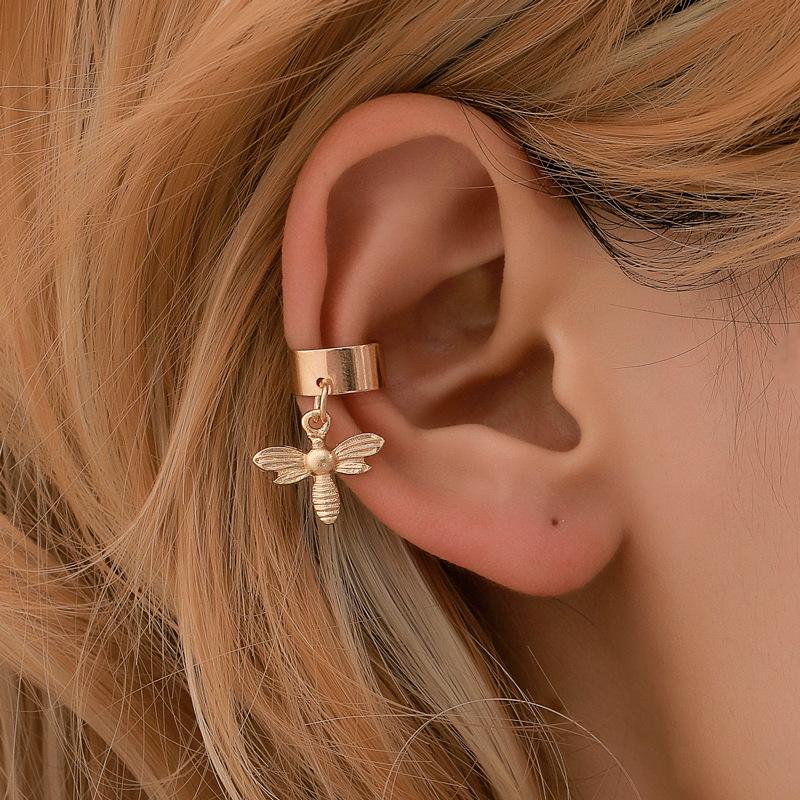 Simple U-shaped ear bone clip small bee diamond-studded arc wide ear clip women's fashion suit without pierced earrings