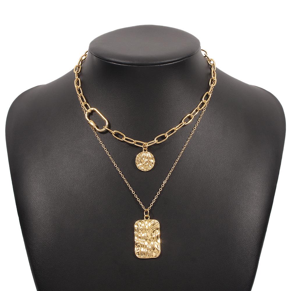 N9547 Jewelry Simple Stacked Double Layer Necklace Retro Personality Fashion Chain Necklace Women
