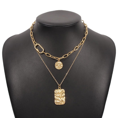 N9547 Jewelry Simple Stacked Double Layer Necklace Retro Personality Fashion Chain Necklace Women