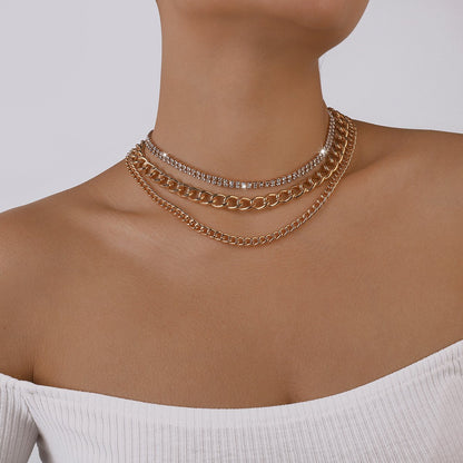 N1279 Exaggerated Thick Chain Neck Chain Claw Chain Multi-layered Vintage Necklace Hip-Hop Punk Necklace