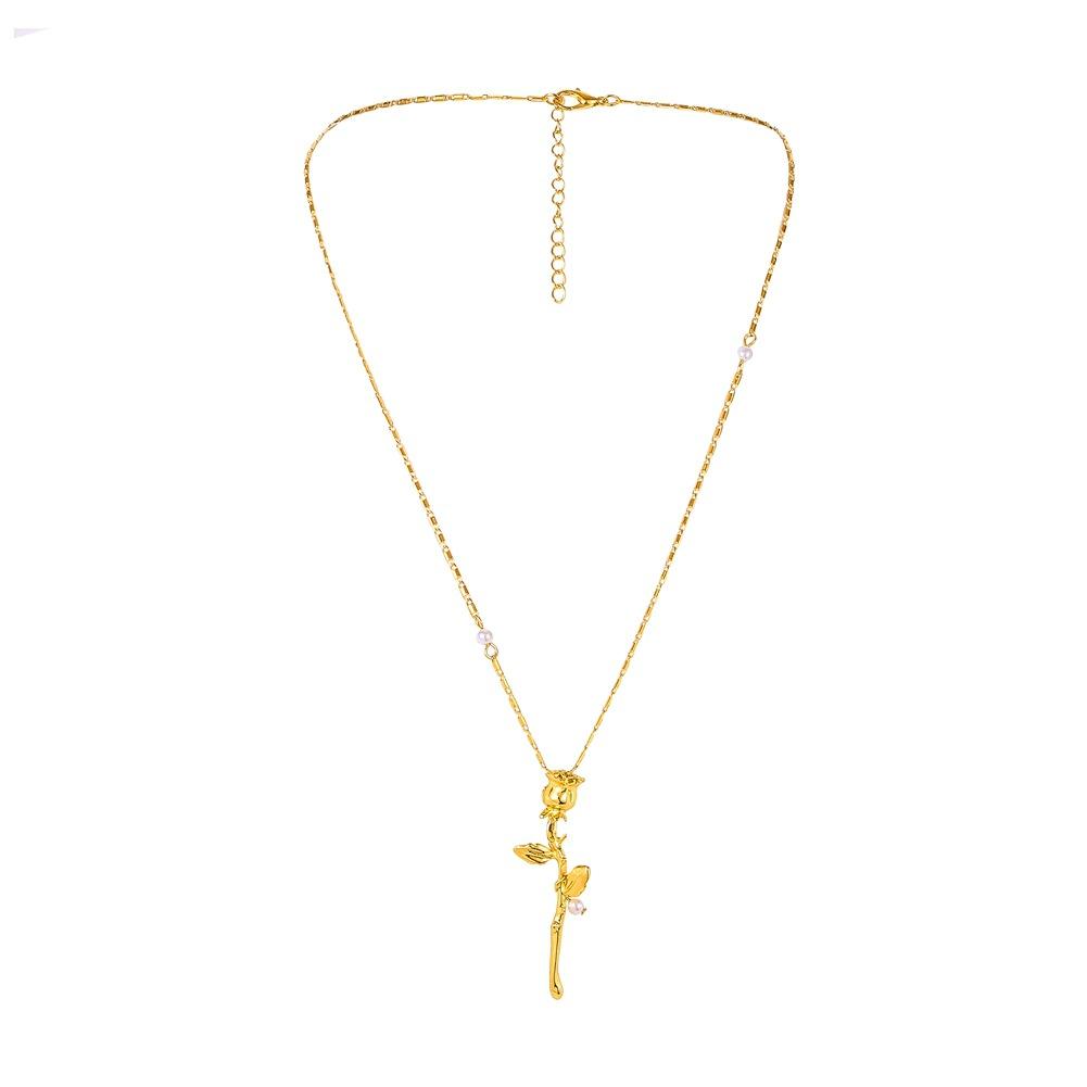 Necklace Simple Short Rose Pearl Clavicle Chain Temperament Design Sense Chain Niche Accessories