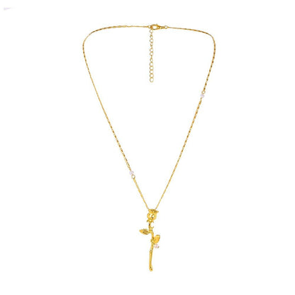 Necklace Simple Short Rose Pearl Clavicle Chain Temperament Design Sense Chain Niche Accessories