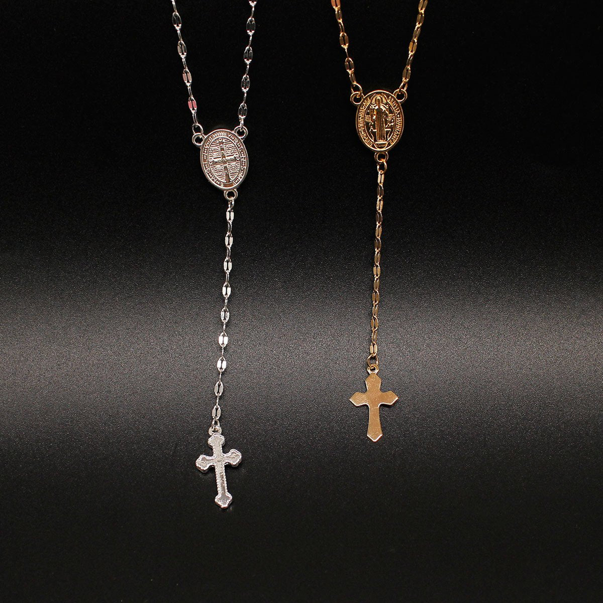 Three-color Cross Virgin Mary Necklace Ladies Fashionable Pendant Items Jewelry