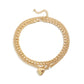 Jewelry Creative OT Buckle Geometric Necklace Punk Thick Chain Open Peach Heart Double Layer Necklace Female