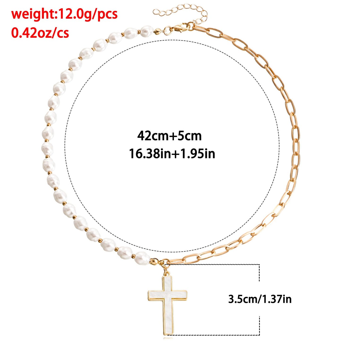 Jewelry simple stitching chain imitation mother-of-pearl cross pendant necklace female cold necklace