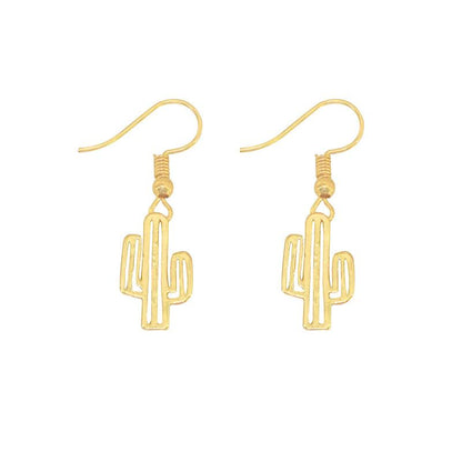 Hollow-out Cactus Earrings Sen Department Simple Korean Versatile Cute Plant Small Earrings Female Electroplated Gold Silver