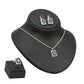 Bride Wedding Dress Female Accessories Square Diamond Gold Pendant Earrings Ring Three-Piece Set