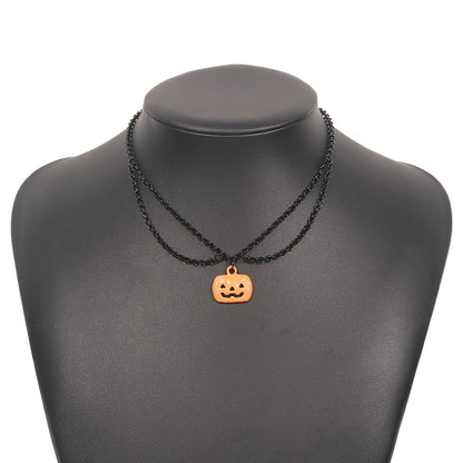 N9446 Personality Necklace Halloween Dripping Oil Pumpkin Exaggerated Necklace Dark Department Exaggerated Necklace Female