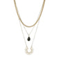 Retro Pattern Alloy Pendant Necklace Fashion Black Bezel Diamond Multilayer Necklace Accessories