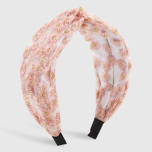 F5111 Sweet cool lace cross fashion headband small fresh flower embroidery daisy fabric net red headband