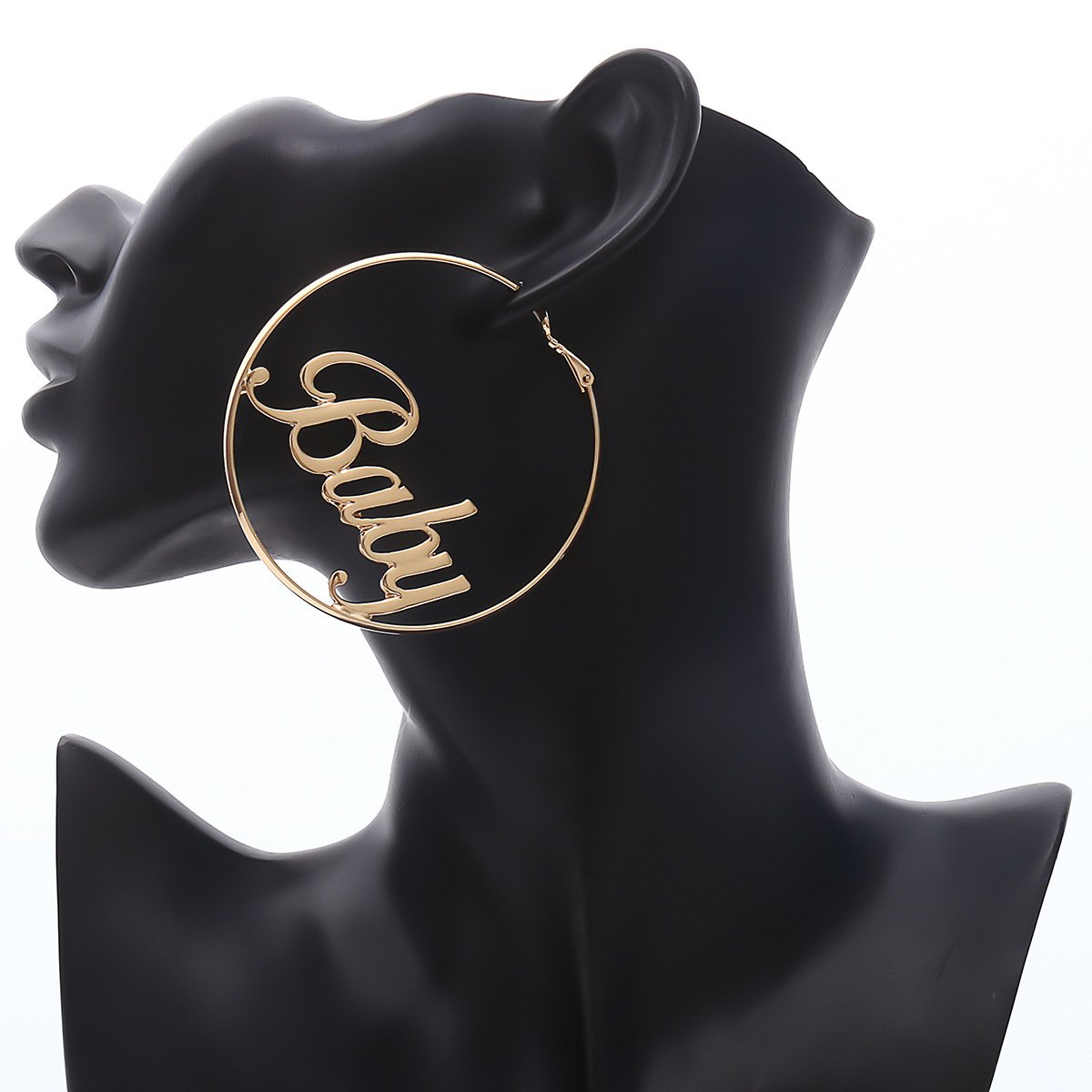 Jewelry Fashion Retro Personality Geometric Strand Hollow Earrings Female Exaggerated Temperament Circle Letter Earrings