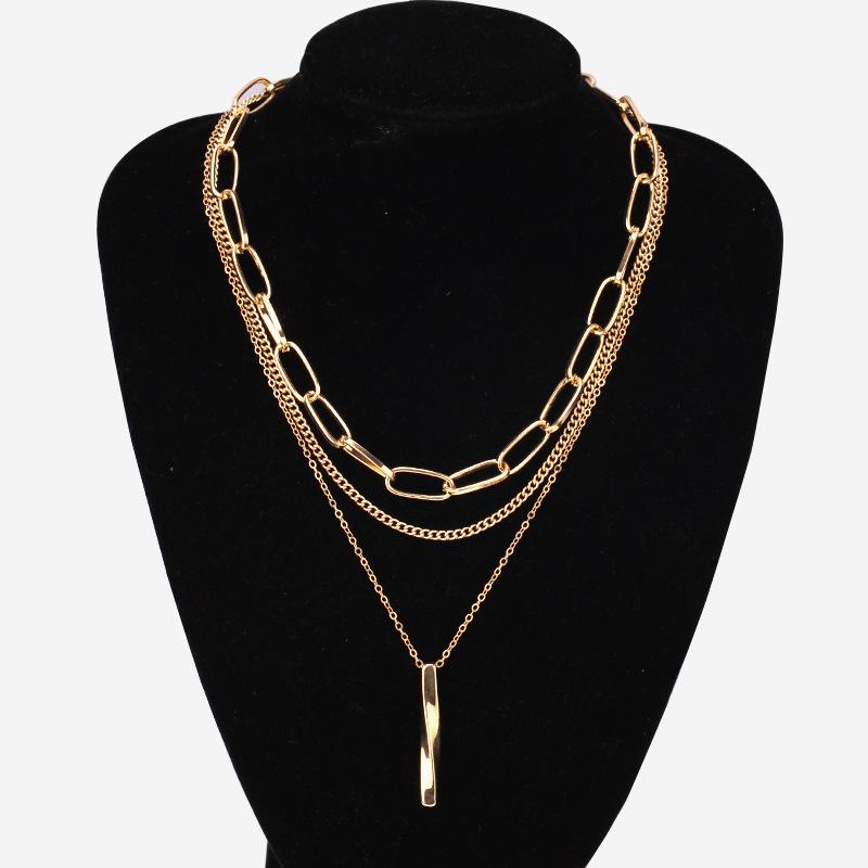 Jewelry Fashion Versatile Rotating Pendant Necklace Punk Geometric Set Simple Hip Hop Necklace